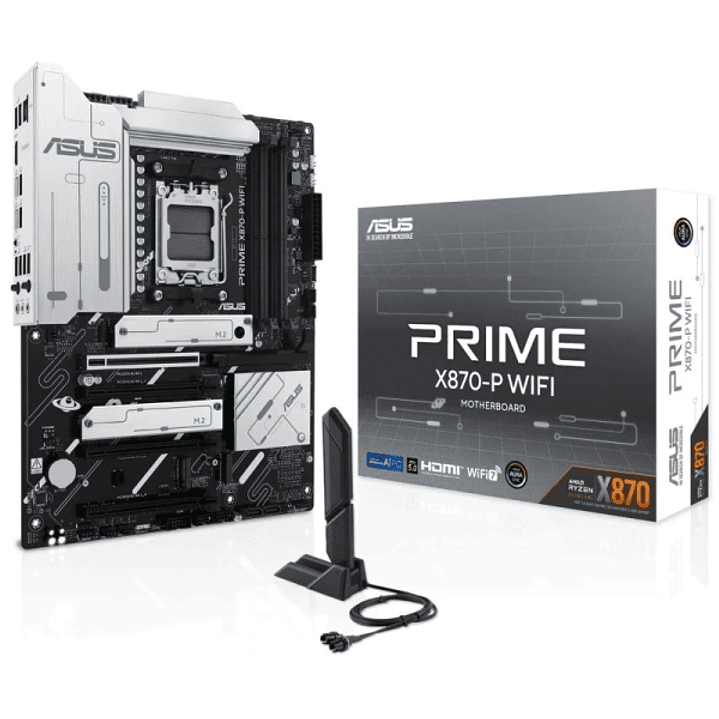 Asus Prime X870-P WIFI Placa Base AM5 -WiFi 7, Bluetooth, 4x DDR5, 4x M2, 4x Sata III, PCIe 4.0, 5.0, USB 2.0, 3.2, USB-C, RJ-45, HDMI, DisplayPort -  1