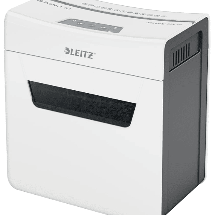 Leitz IQ Protect Premium 3M Destructora de Papel Manual Micro Corte P-5 - Destruye hasta 3 Hojas - Ultrasilenciosa - Papelera de 10L - Color Blanco/Gr 1
