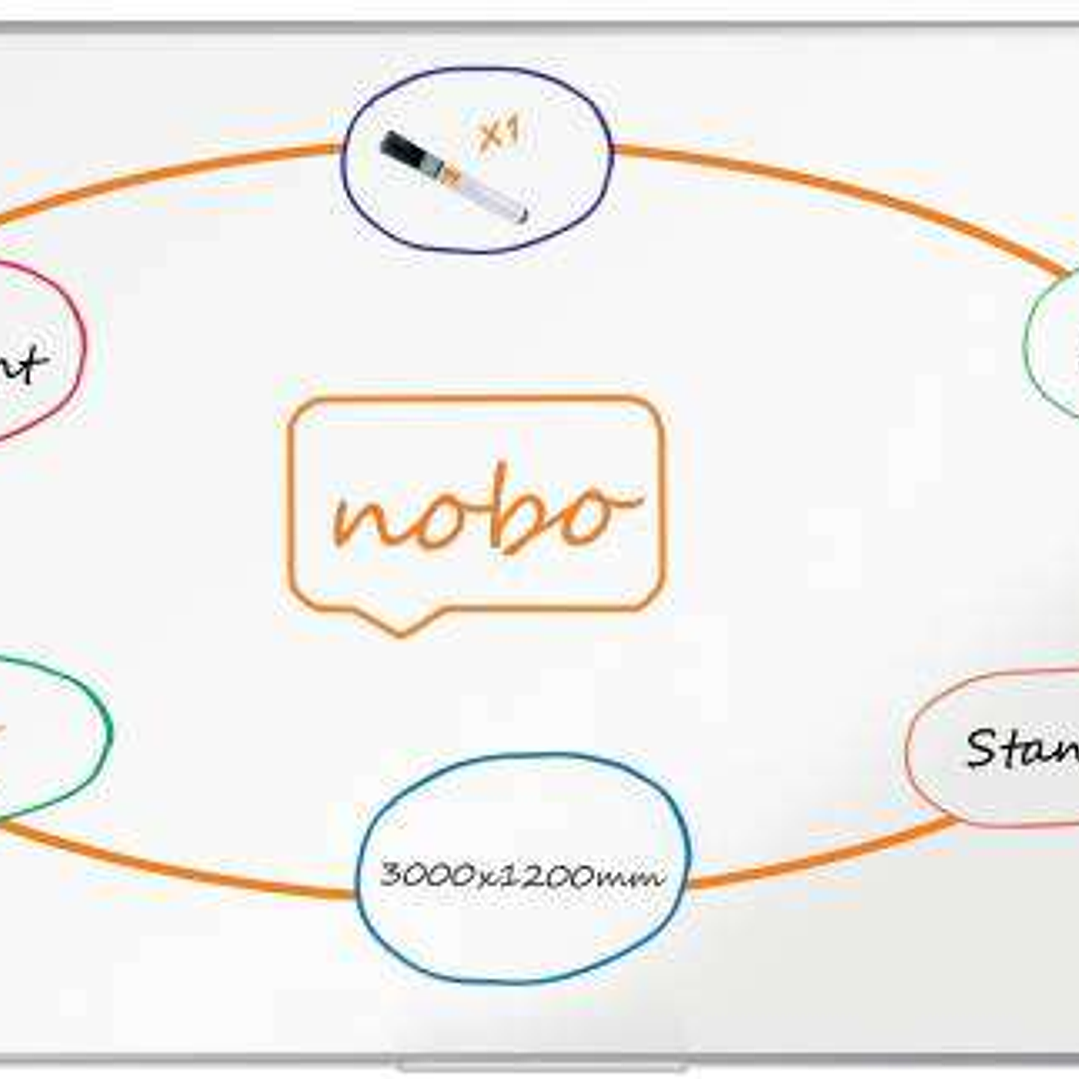 Nobo Premium Plus Pizarra Magnetica de Acero Lacado 3000x1200mm - Montaje en Esquinas - Blanco 1