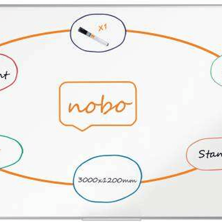 Nobo Premium Plus Pizarra Magnetica de Acero Lacado 3000x1200mm - Montaje en Esquinas - Blanco 1