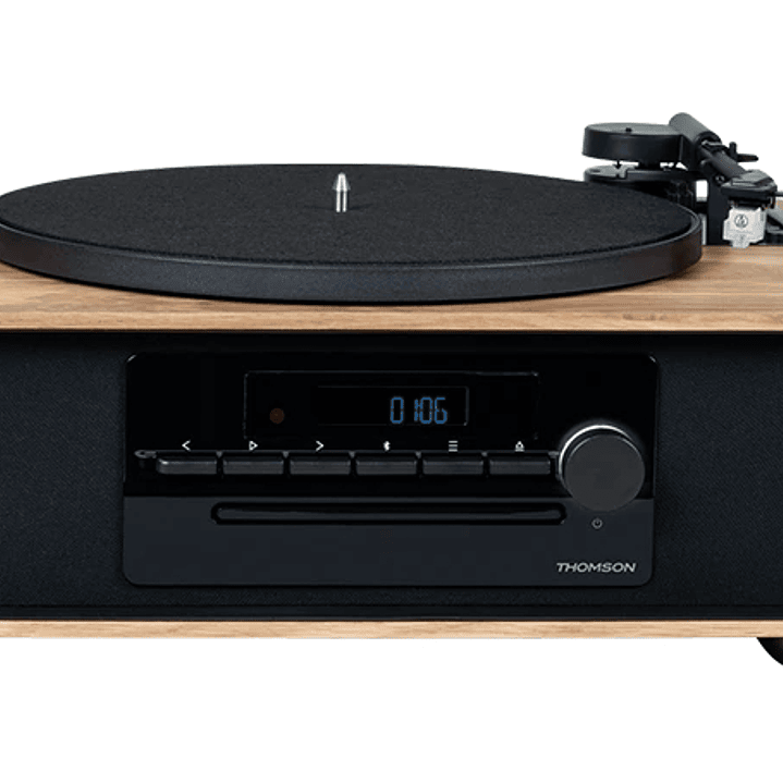 Thomson MIC300TT Micro Cadena 60W Bluetooth 5.0 con Tocadiscos Integrado - Reproductor de CD, Radio FM, Reproductor USB (MP3) - Mando a Distancia - Co 1