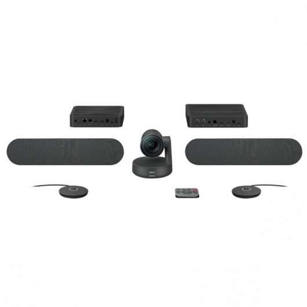 Logitech Rally Plus Kit de Videoconferencias Camara PTZ Ultra HD 4K USB-C 3.0 - 2x Altavoz con Cancelacion de Eco - 2x Microfono con Alcance hasta 4.5 1