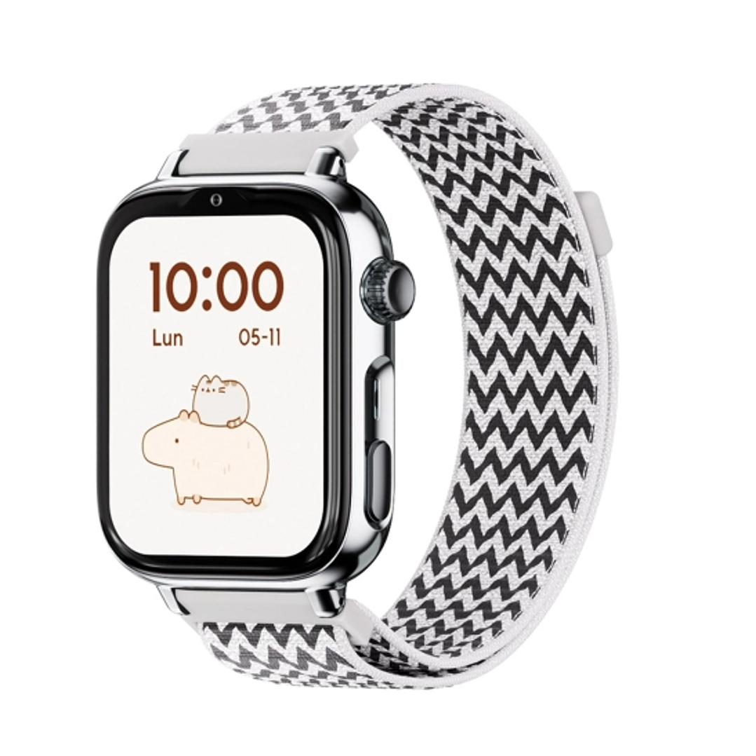 Savefamily Reloj Inteligente Infantil SaveWatch Plus 2 - Pantalla Amoled - Carcasa Plateada - Correa Tela Zigzag 1