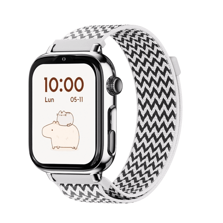 Savefamily Reloj Inteligente Infantil SaveWatch Plus 2 - Pantalla Amoled - Carcasa Plateada - Correa Tela Zigzag 1