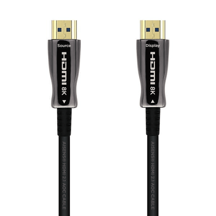 Aisens Cable HDMI V2.1 AOC (Active Optical Cable) Fibra Optica Ultra Alta Velocidad UHS 8K@60Hz 4K@120Hz 4:4:4 48Gbps - A/M-A/M - 50m - Color Negro 1