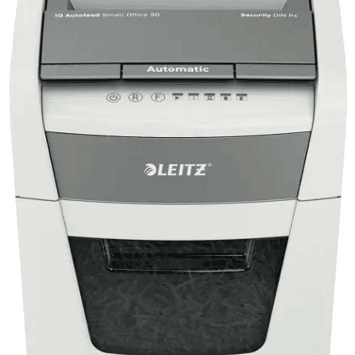 Leitz IQ Autofeed 50X P4 Destructora Automatica de Papel Corte en Particulas P-4 - Autoalimentacion 50 Hojas, Manual 6 Hojas - Papelera de 20L - Color 1