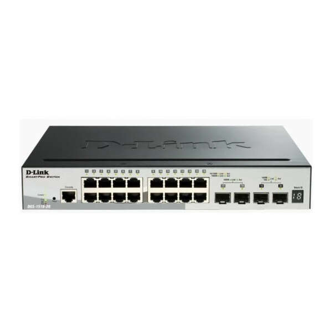 D-Link Switch Semigestionable 16 Puertos Gigabit + 2 Puertos Giga Combo + 2 Puertos 10G SFP+ 1