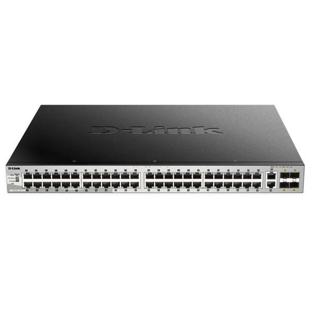 D-Link Switch Gestionable L3 48 Puertos Gigabite PoE 370W + 2 Puertos 10G + 4 Puertos 10G SFP+ 1