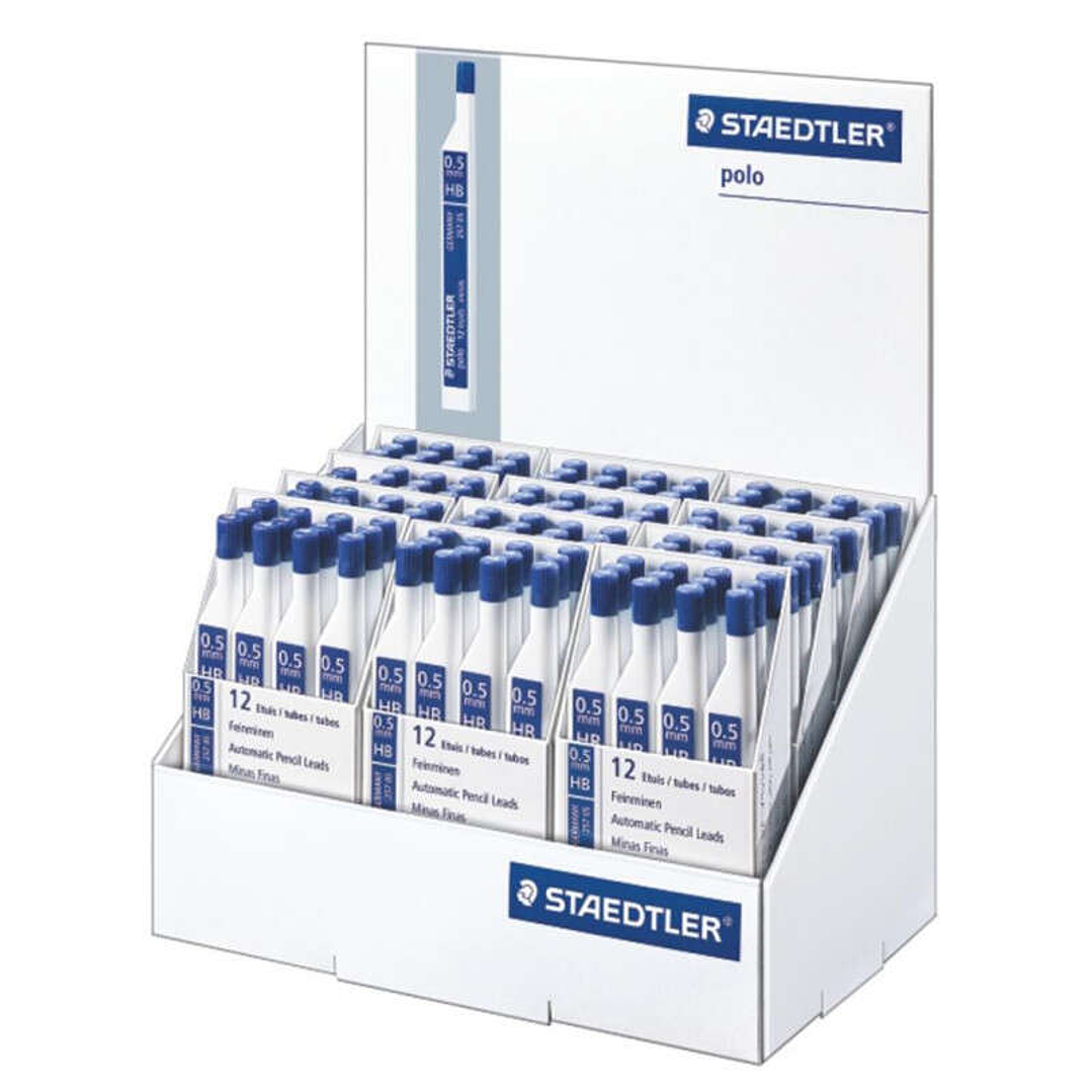 Staedtler 257 Polo Expositor de 144 Tubos de Minas de Recambio para Portaminas 0.5mm HB - Fuertes y Duraderas - Apta para la Mayoria de Portaminas 1