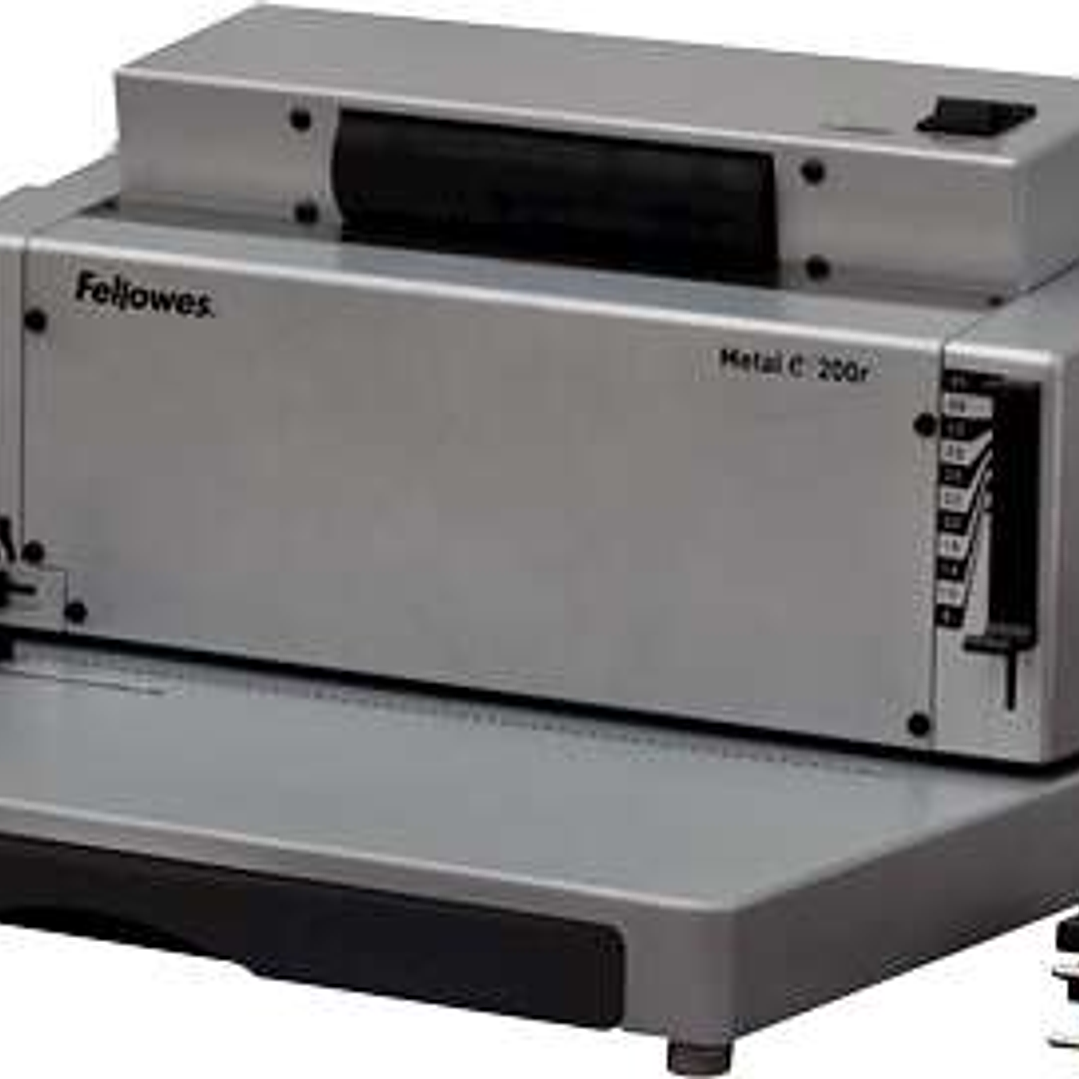 Fellowes Metal E 200R Encuadernadora Electrica de Espiral A4 - Perfora hasta 20 Hojas - Encuaderna hasta 450 Hojas 1