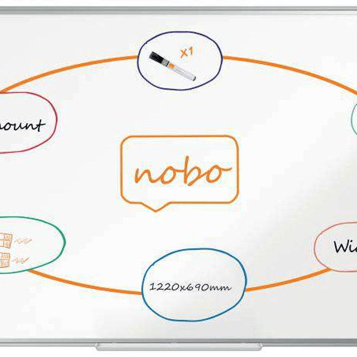 Nobo Premium Plus Pizarra Magnetica de Acero Lacado Panoramica 1220x690mm - Montaje en Esquina - Blanco 1