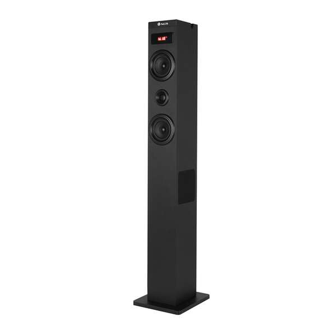 NGS Sky Charm 2.1 Torre de Sonido Bluetooth 80W - Mando a Distancia - Pantalla LED - USB, Radio FM, Aux In y Entrada Optica TV - Carcasa de Madera 1