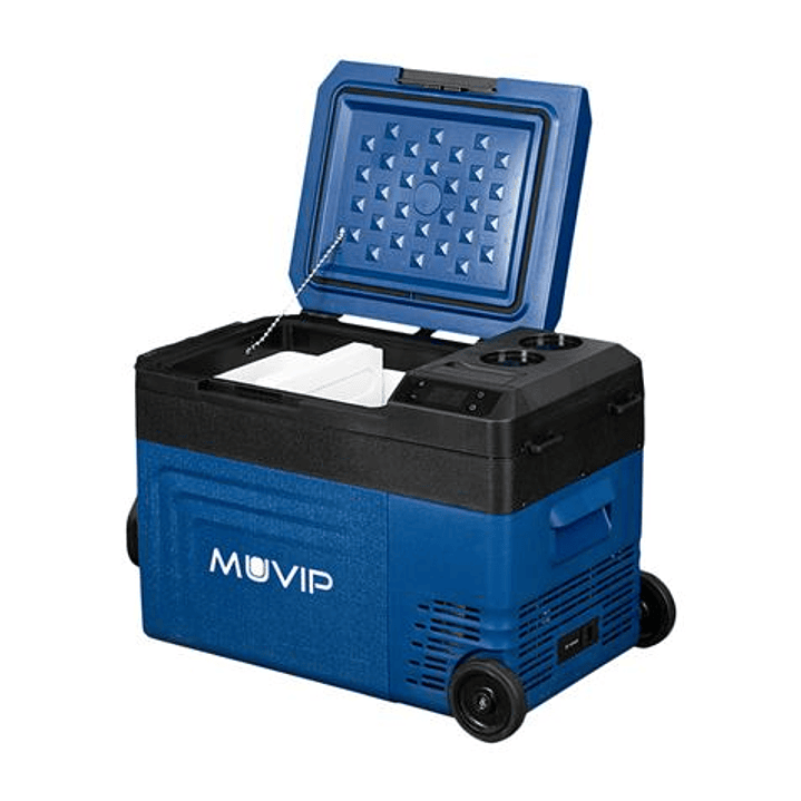 Muvip Nevera Compresor Portatil Blue 22 Litros - Temperatura entre -20º/+20º - 60W - Doble Zona - Asas de Transporte y Tirador - Ruedas - Compresor Si 1