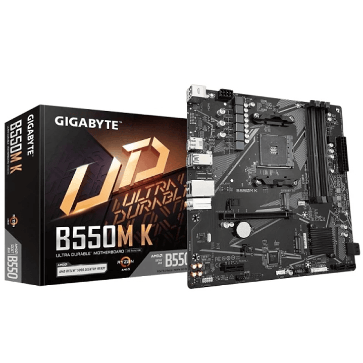 Gigabyte B550M K Placa Base AMD AM4 4xDDR4 - M.2, SATA, PCIe4.0 - HDMI, DisplayPort, RJ-45, USB 3.2 - MicroATX 1
