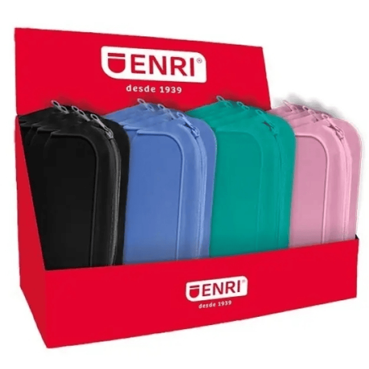 Enri Expositor de 20 Estuches Portatodo con 3 Compartimentos - Cierres de Cremallera - Fabricado en Poliester - Colores Surtidos 1