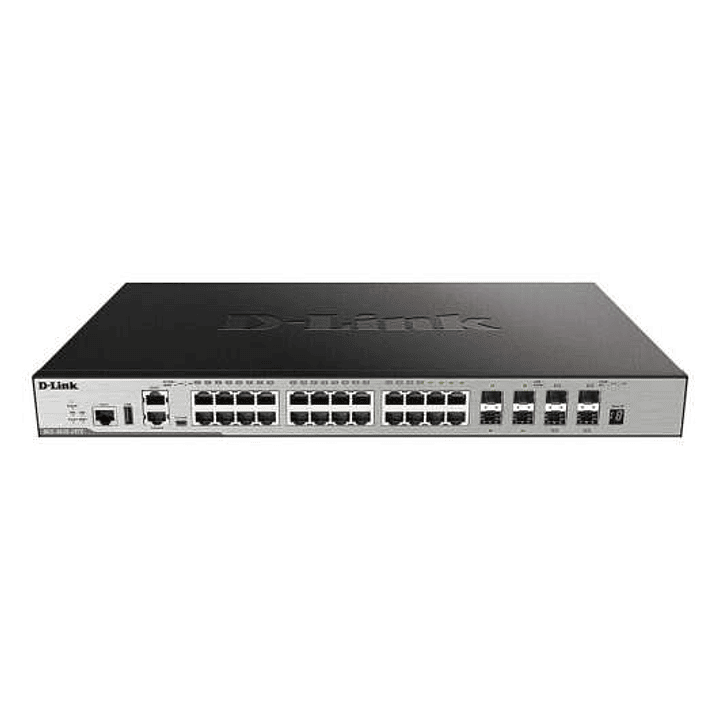 D-Link Switch Gestionable 20 Puertos 10/100/1000 BASE-T + 4 Puertos Combo 1000 BASE-T/SFP + 4 Puertos 10GbE SFP+ 1