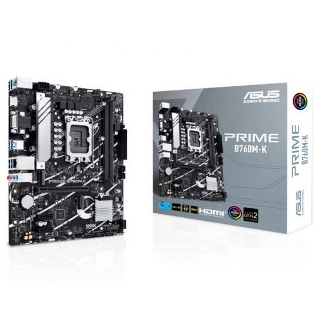 Asus Prime B760M-K Placa Base Intel 1700 - HDMI, VGA, PCIe 4.0, M2, 4x Sata III, USB 2.0, 3.2, RJ-45 1