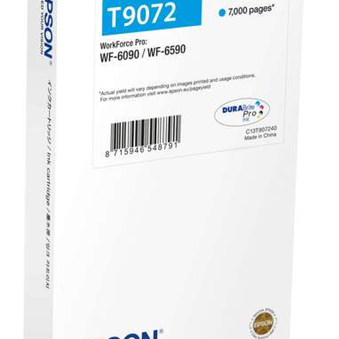 Epson T9072 Cyan Cartucho de Tinta Original - C13T907240 1