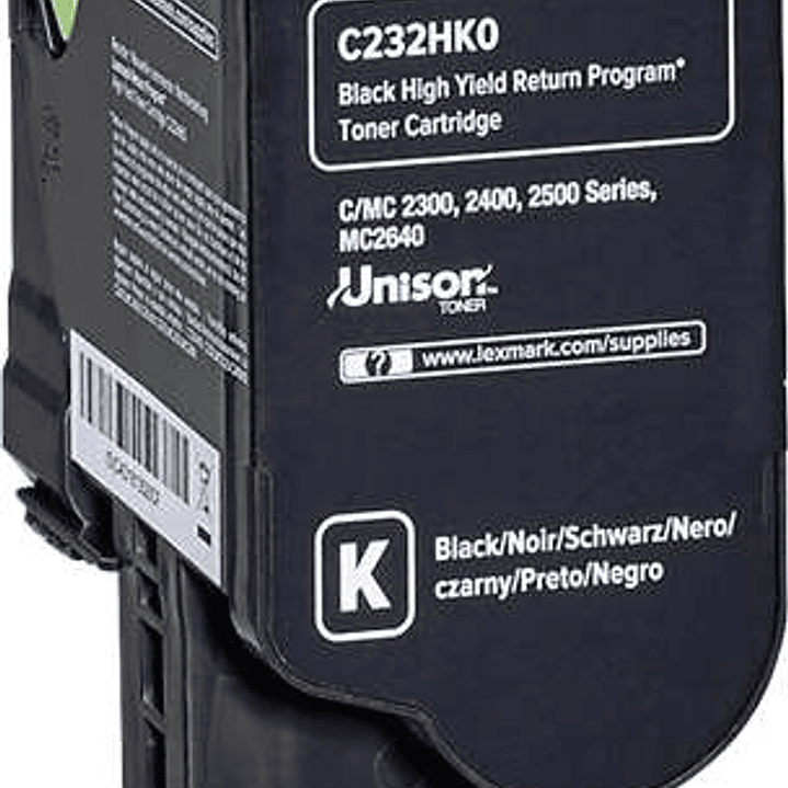 Lexmark C2325/C2425/C2535/MC2325/MC2425/MC2535/MC2640 Negro Cartucho de Toner Original - C232HK0 1