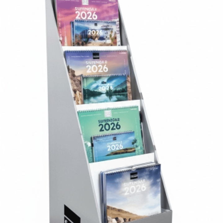 Finocam Expositor de Pie con 64 Calendarios de Imagenes Surtidos - Anual 2026 - Estructura de Carton - Color Surtidos 1