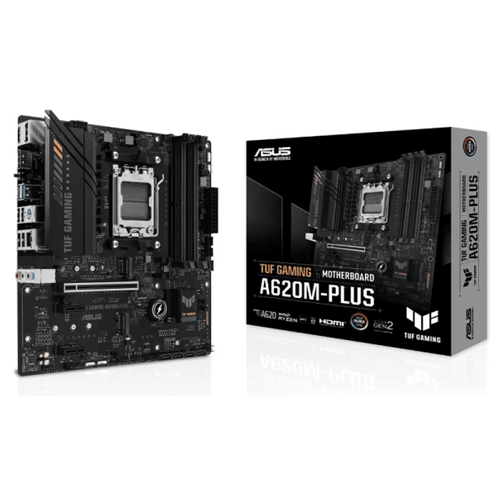 Asus TUF Gaming A620M-PLUS Placa Base AMD PCIe 3.0, 4.0, 4x DDR5, 2x M.2, 4x SATA III, RJ-45, USB-A, USB-C - Factor de Forma MicroATX 1