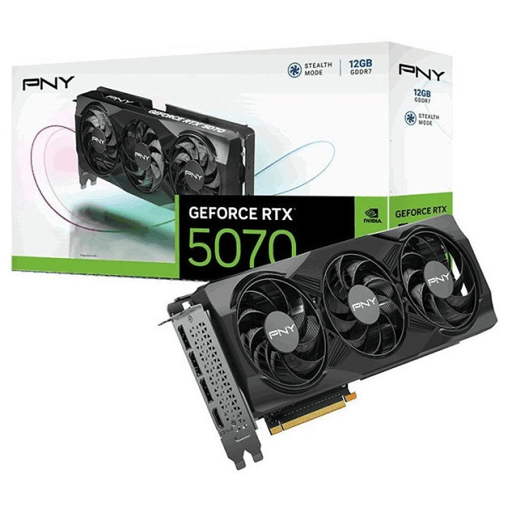 PNY GeForce RTX 5070 OC Tarjeta Grafica 12GB GDDR7 Overclocked, Triple Fan, 1X HDMI, 3X DisplayPorts 1
