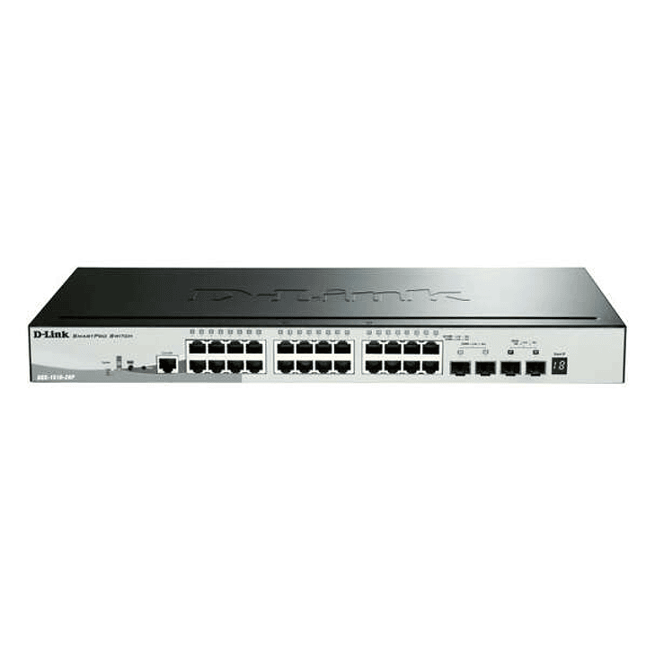 D-Link Switch Semigestionable 24 Puertos Gigabit PoE 193W + 2 Puertos SFP 1000 Mbps + 2 Puertos 10G SFP+ 1