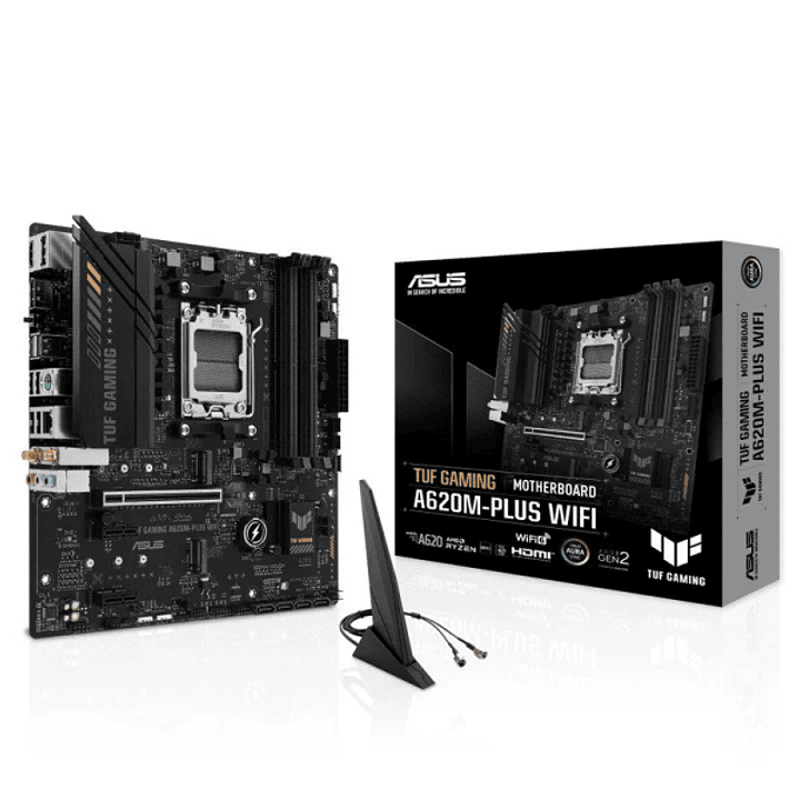 Asus TUF Gaming A620M-PLUS WIFI Placa Base AM5 - WiFi, Bluetooth, 4x DDR5, 2x M.2, 4x SATA III, PCIe 3.0, RJ-45, USB-A, USB-C - Factor de Forma MicroA 1