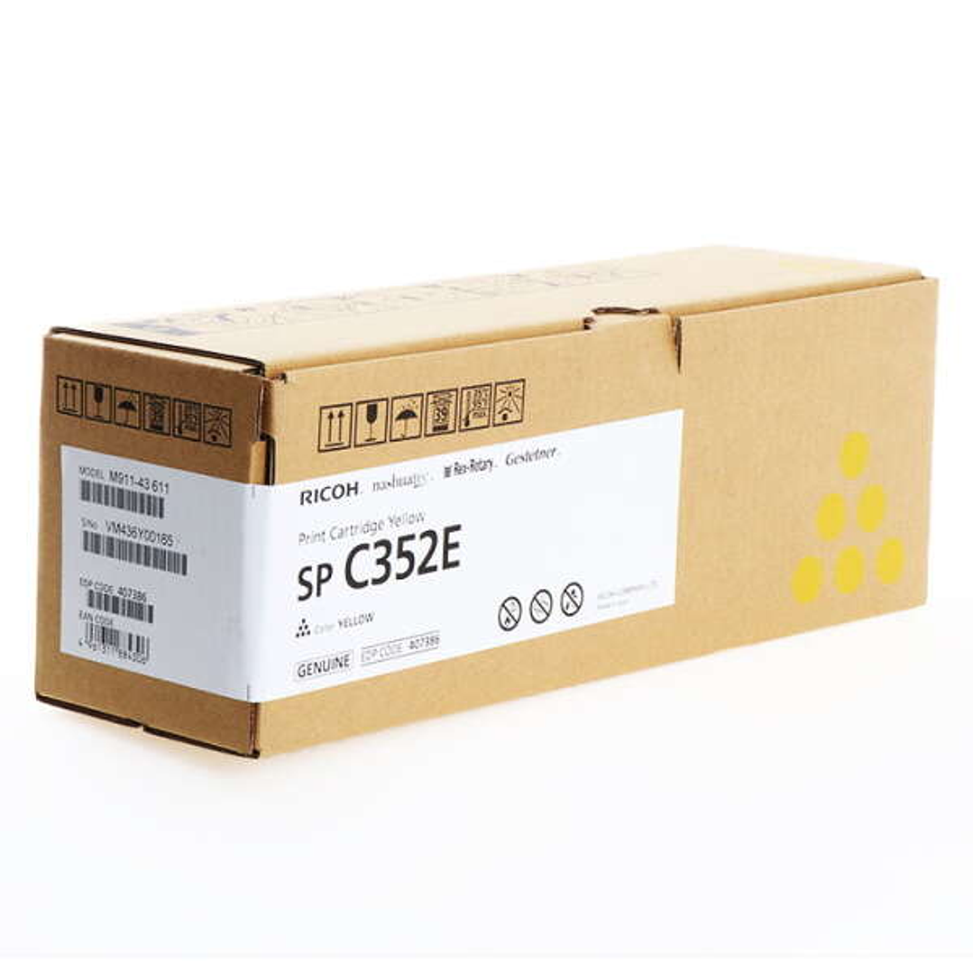 Ricoh SP C352E Amarillo Cartucho de Toner Original - 407386/408218/SP C352E 1