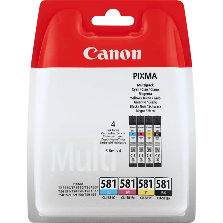 Canon CLI581 Pack de 4 Cartuchos de Tinta Originales - 2103C004/2103C007 1
