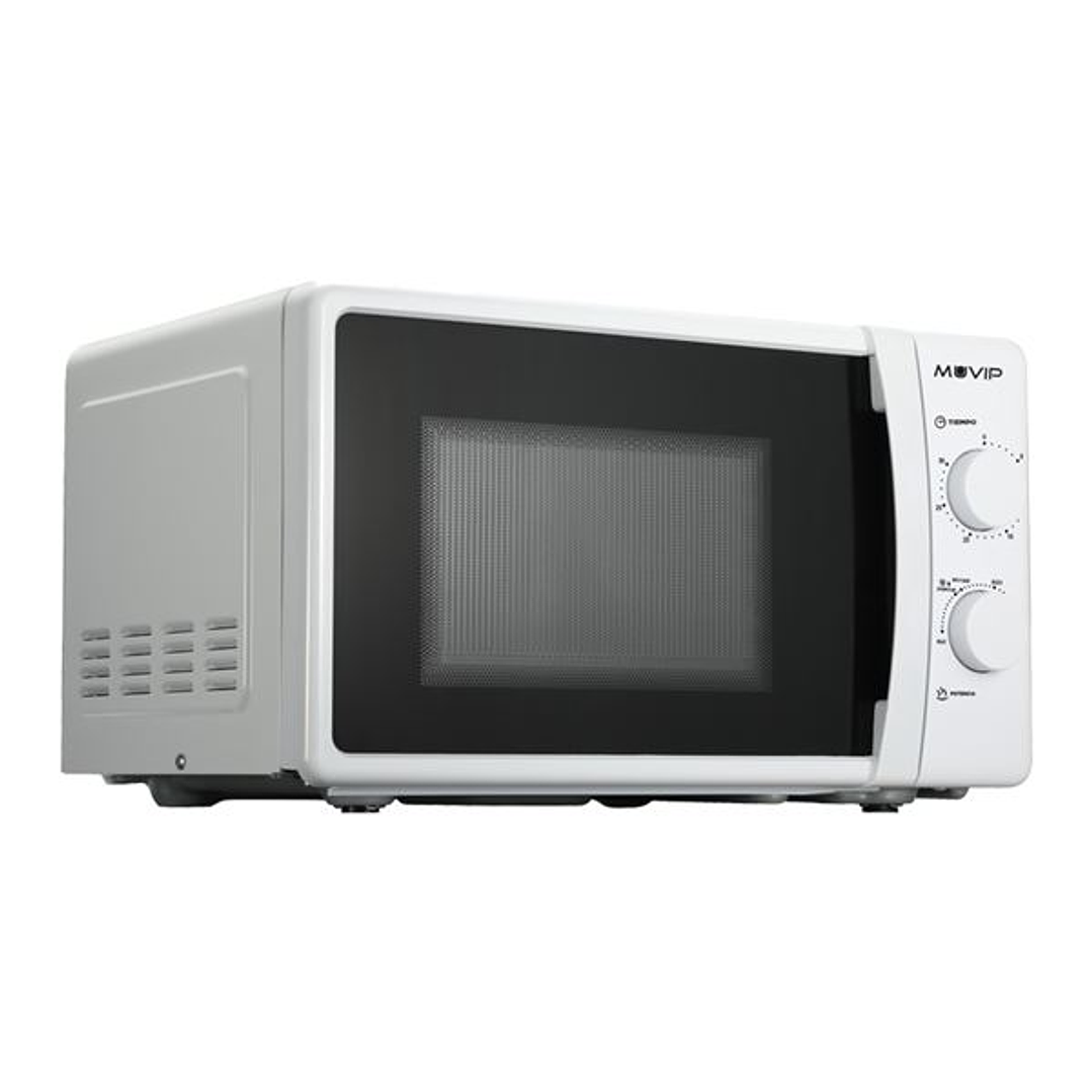 Muvip Microondas - Capacidad 20L - Potencia 700W - 6 Niveles de Potencia - Temporizador 30min - Descongelacion - Color Blanco 1