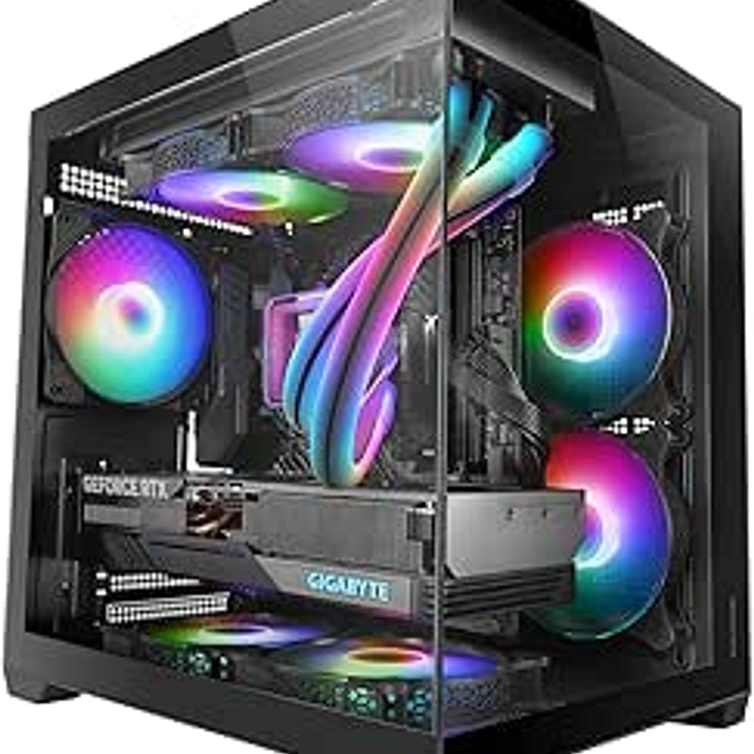 Mars Gaming MC-VIEW2 Minitorre Ultracompacta - Ventilador de 120mm FRGB Trasero - Soporte MicroATX/Mini-ITX - Soporta Refrigeracion Liquida hasta 240m 1