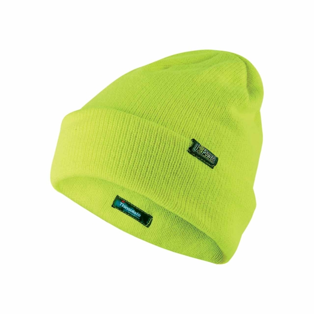 Upower One Ropa de Trabajo con Gorro de Invierno Thinsulate - Talla Unica - Linea Plus, Comodidad y Proteccion, Material Acrilico - Color Amarillo Flu 1