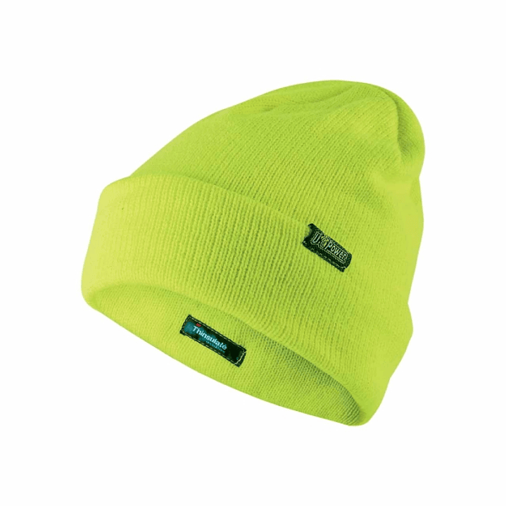 Upower One Ropa de Trabajo con Gorro de Invierno Thinsulate - Talla Unica - Linea Plus, Comodidad y Proteccion, Material Acrilico - Color Amarillo Flu 1