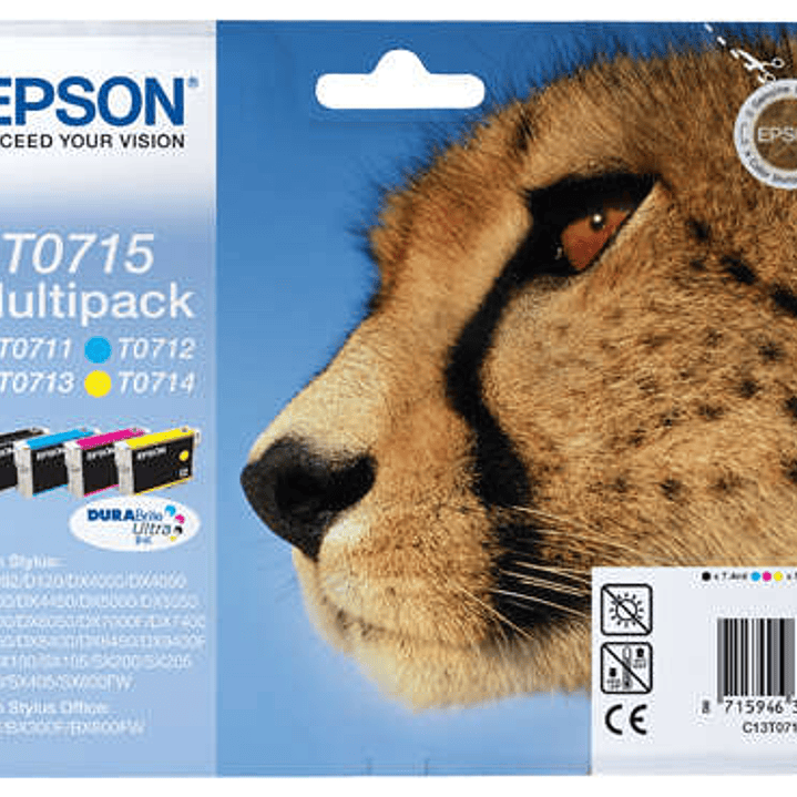 Epson T0715 Pack de 4 Cartuchos de Tinta Originales - C13T07154012 1