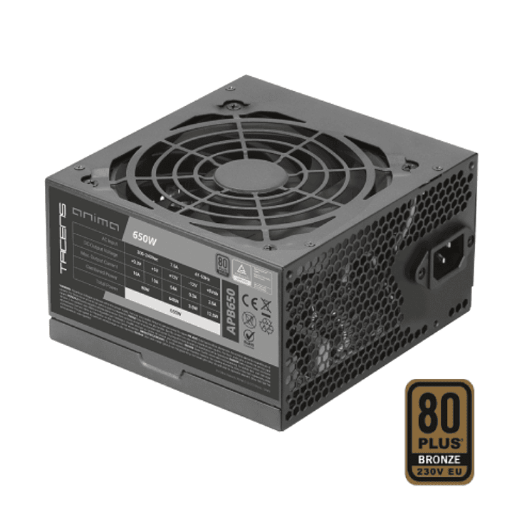 Tacens Anima APB650 Fuente de Alimentacion ATX de 650W - 80 Plus Bronze - Ventilador de 12cm - 14dB - Color Negro 1