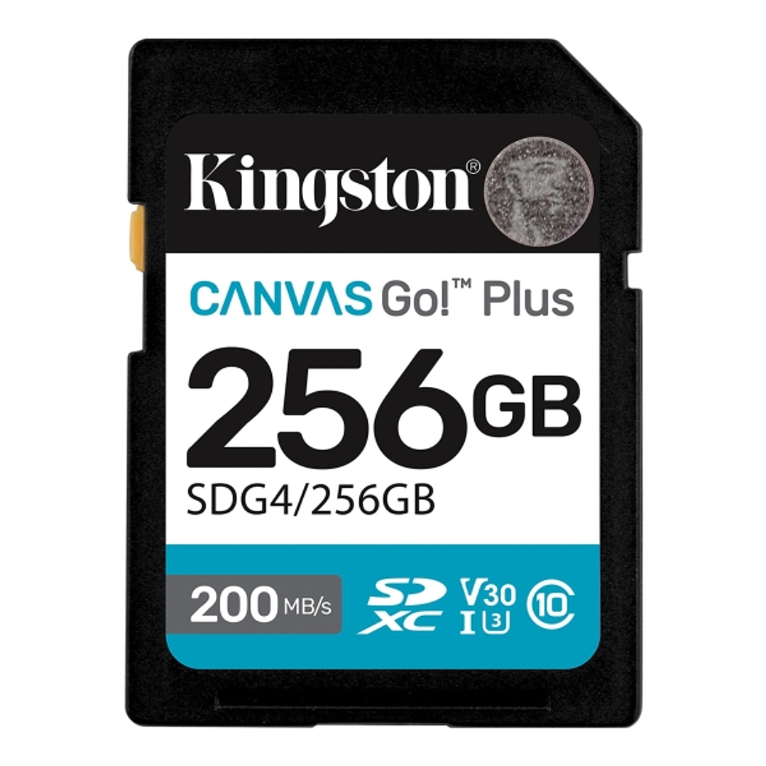 Kingston Tarjeta SDXC 256GB UHS-I U3 V30 Clase 10 200MB/s Canvas Go Plus 1