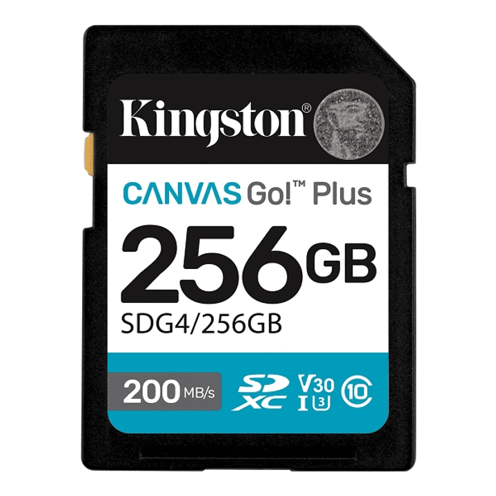 Kingston Tarjeta SDXC 256GB UHS-I U3 V30 Clase 10 200MB/s Canvas Go Plus 1