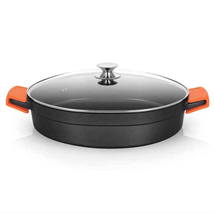 Orbegozo CDB Cacerola Baja Serie 10.5L - Aluminio Fundido Indeformable - Asas de Silicona - Apta para Todo Tipo de Fuegos - Superficie Antiadherente - 1