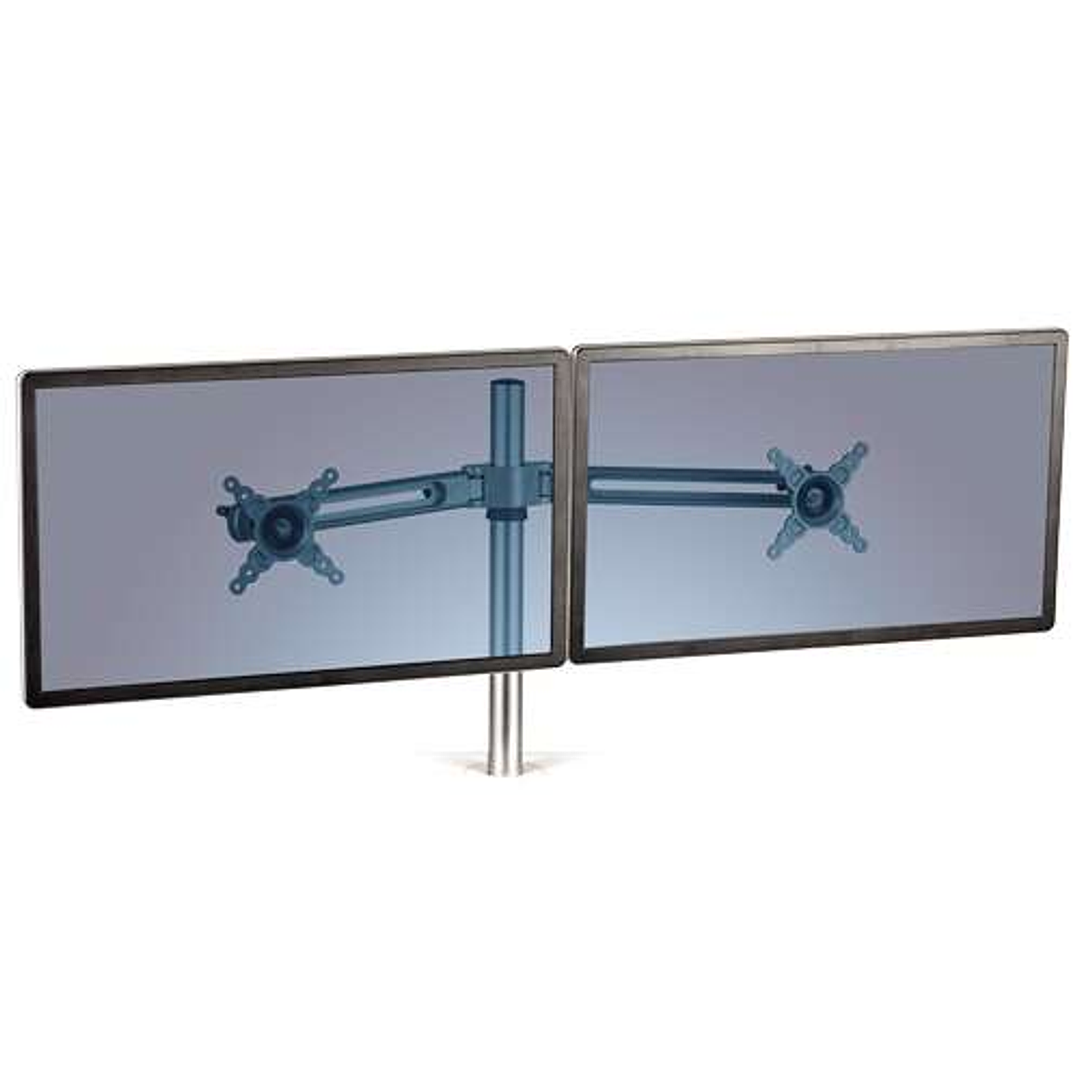 Fellowes Accesorio Brazo Doble para Estación de Trabajo Lotus - Ajustable en Altura - Hasta 26 Pulgadas y 5.8kg - Color Plata 1