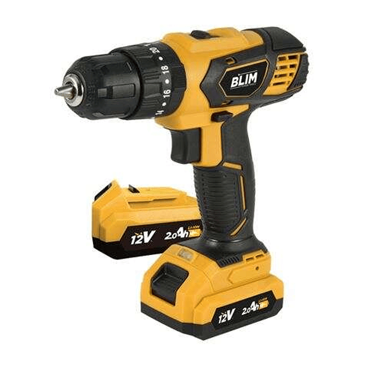 Blim Taladro Percutor a Bateria 12V 2Ah - 28Nm Par Maximo - 2 Velocidades 0-400/0-1500rpm - Incluye 2 Baterias y Maletin de Transporte 1