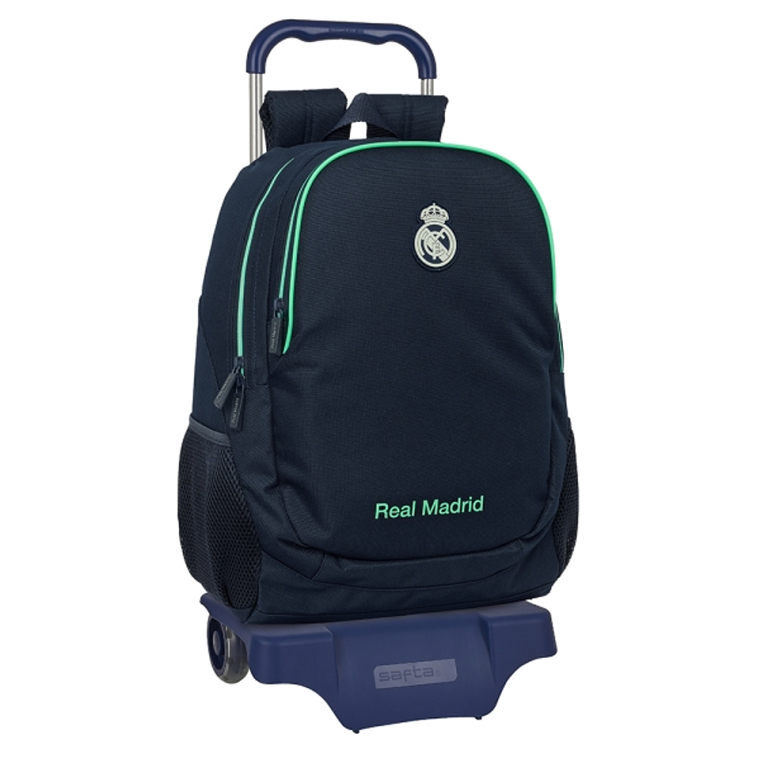 Safta Real Madrid 2ª Equipacion 25/26 Mochila con Carro - Portabotellas - 2 Compartimentos - Tirador Doble - Hombreras y Espalda Acolchadas - Mochila  1