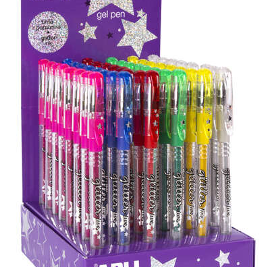 Apli Gel Pen Glitter Live - 48 Boligrafos de Tinta Gel con Purpurina - Resistentes, Secado Rapido y Larga Duracion - Grueso de Escritura de 1mm 1