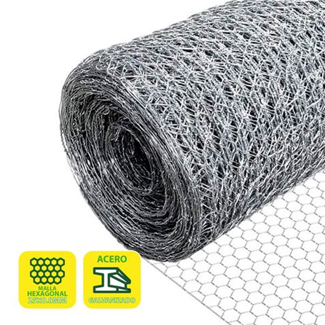Sungarden Malla Gallinero Hexagonal 25x0.8mm 1x50m - Color Gris 1