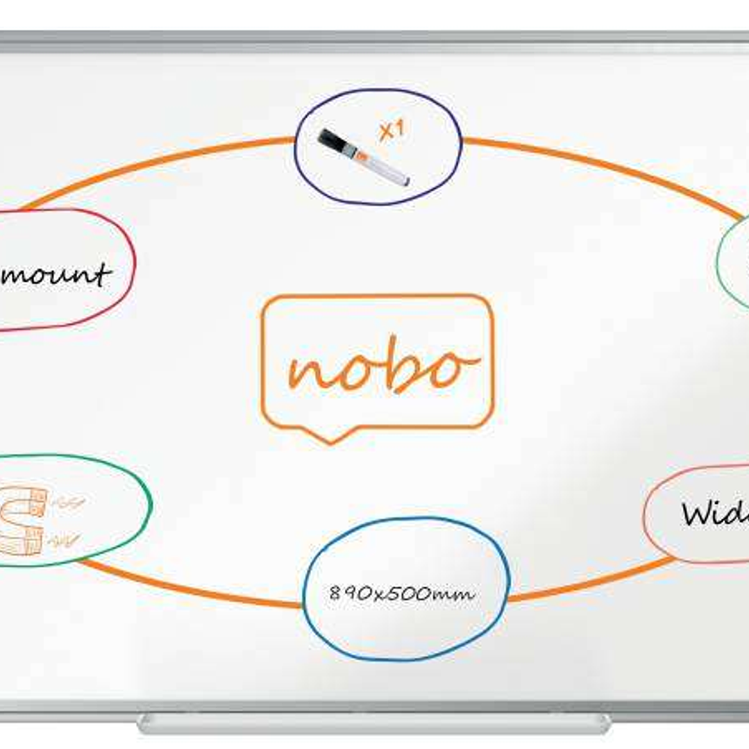 Nobo Premium Plus Pizarra Magnetica de Acero Lacado Panoramica 890x500mm - Montaje en Esquina - Blanco 1