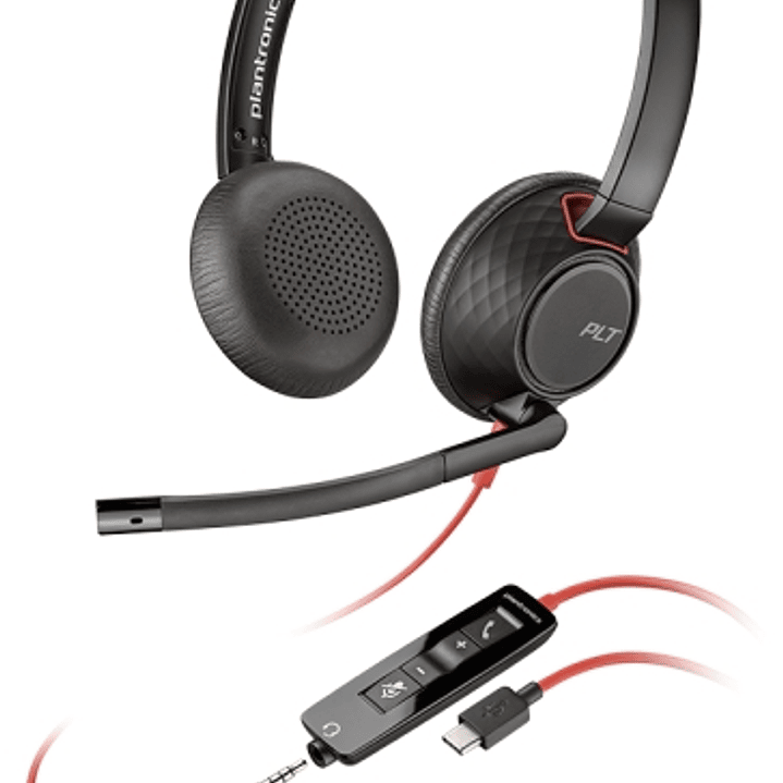Plantronics/Poly Blackwire C5220 USB-C Auriculares con Microfono - Cancelacion de Ruido - Diadema Metalica Acolchada - Almohadillas de Piel Sintetica  1