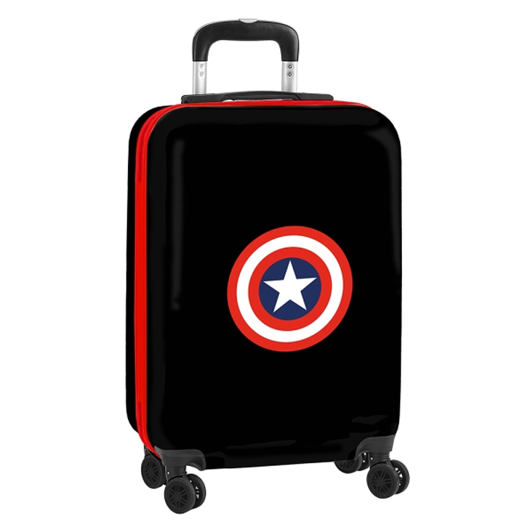 Safta Capitan America Teen Maleta Trolley de Cabina 20 - Cierre con Candado - Organizador - Asa Flexible de PVC - 45x200x550mm - Color Negro 1