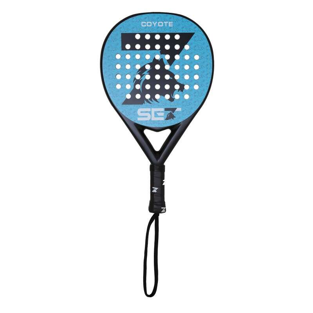 Set Coyote Pala de Padel - Forma Redonda - Marco y Cara 100% Fibra de Vidrio - Nucleo Goma Black Eva XtraSoft 1