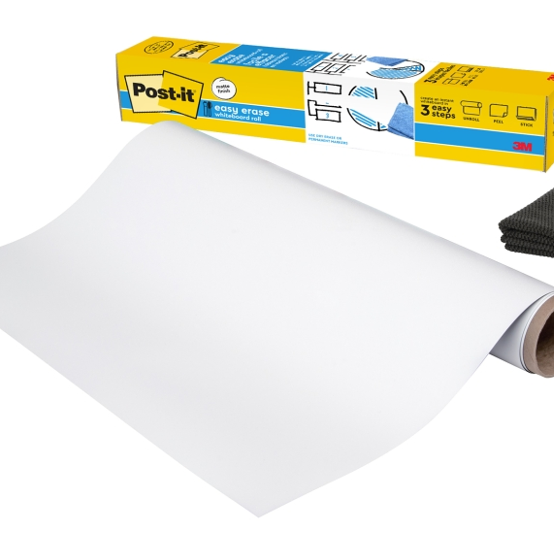 Post-It Easy Erase Pizarra Adhesiva - Forma Rectangular - 91.4x121.9cm - Color Blanco 1