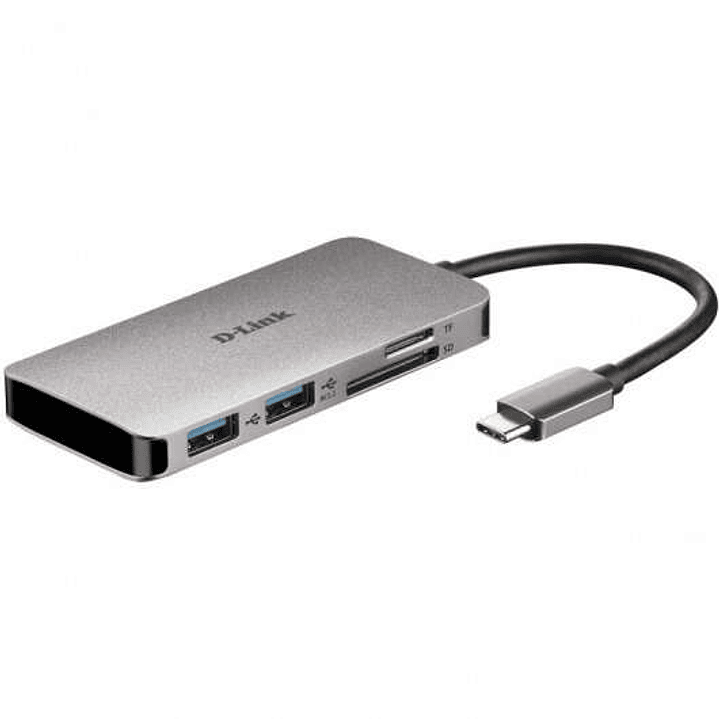 D-Link Hub USB-C 6 en 1 Lector SD, MicroSD, HDMI 4K, USB-C, 2x USB 3.0 1